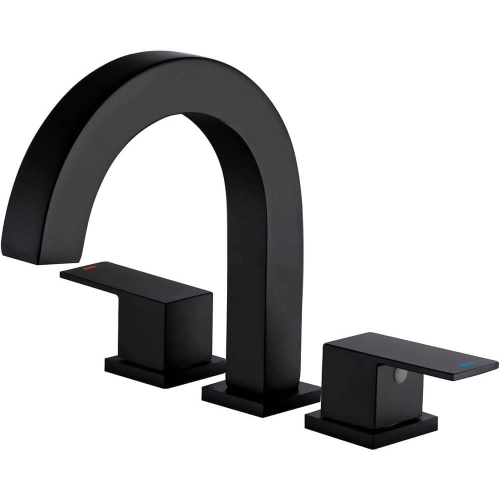 Commercial Metering Double Handle Bathroom Sink Faucet in Matte Black Brass