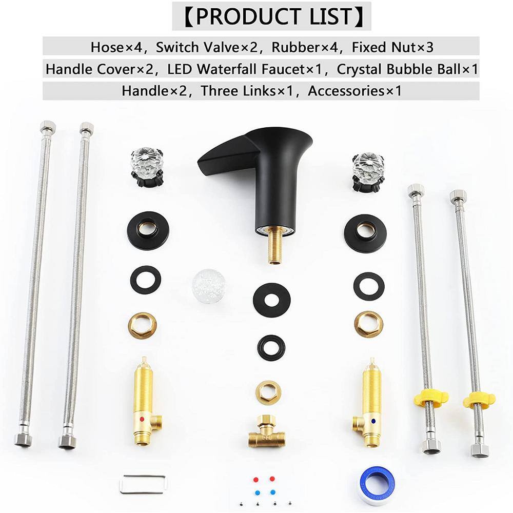 Commercial Brass Double Handle Bathroom Sink Faucet with Black Finish