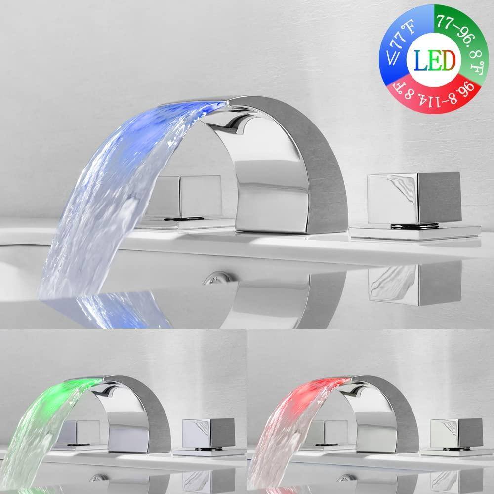 Commercial Brass Double Handle Bathroom Sink Faucet - Chrome Finish