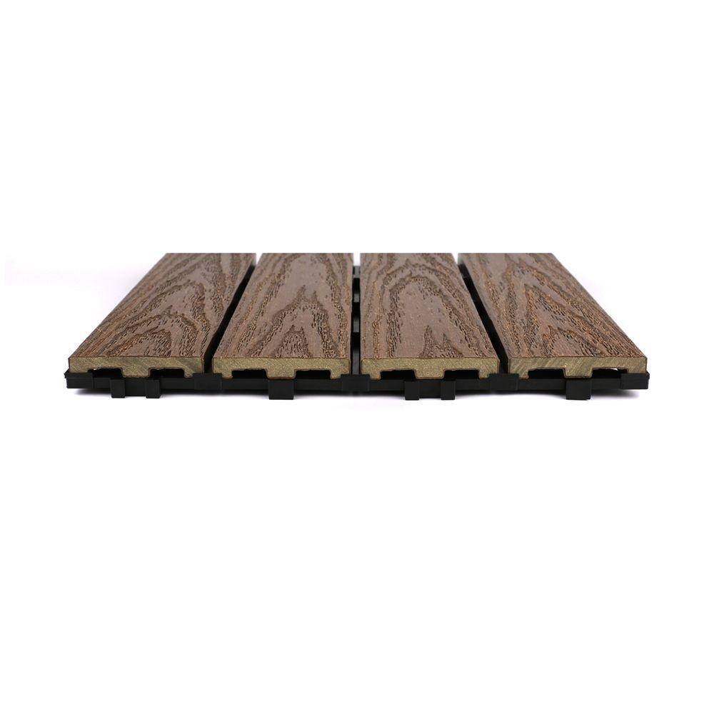 NewTechWood UltraShield Naturale 1 ft. x 1 ft. Quick Deck Outdoor Composite Deck Tile Sample in Brazilian Ipe