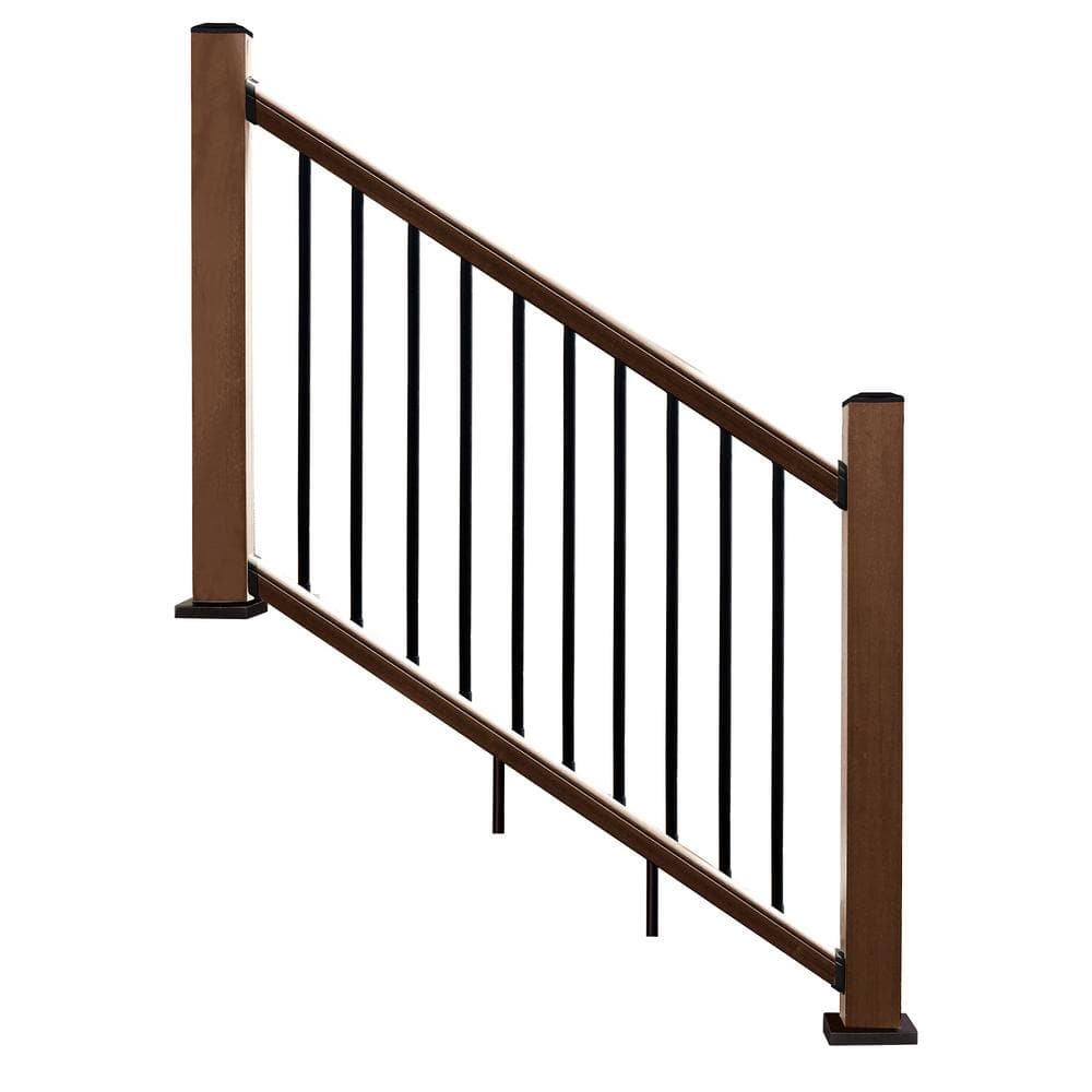 NewTechWood Ultrashield Hemispheres 36 in. x 3 in. x 6 ft. Brazilian Ipe Composite Railing Kit