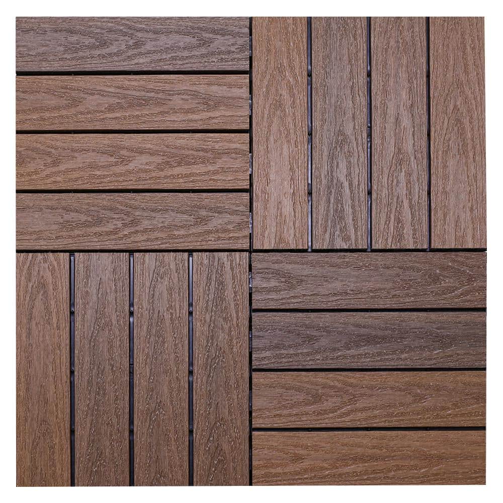 NewTechWood UltraShield Naturale 1 ft. x 1 ft. Quick Deck Outdoor Composite Deck Tile in Brazilian Ipe (10 sq. ft. per box)