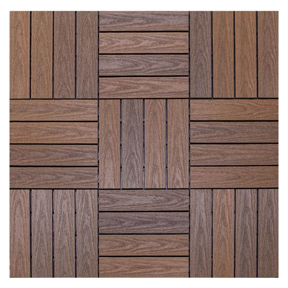 NewTechWood UltraShield Naturale 1 ft. x 1 ft. Quick Deck Outdoor Composite Deck Tile in Brazilian Ipe (10 sq. ft. per box)