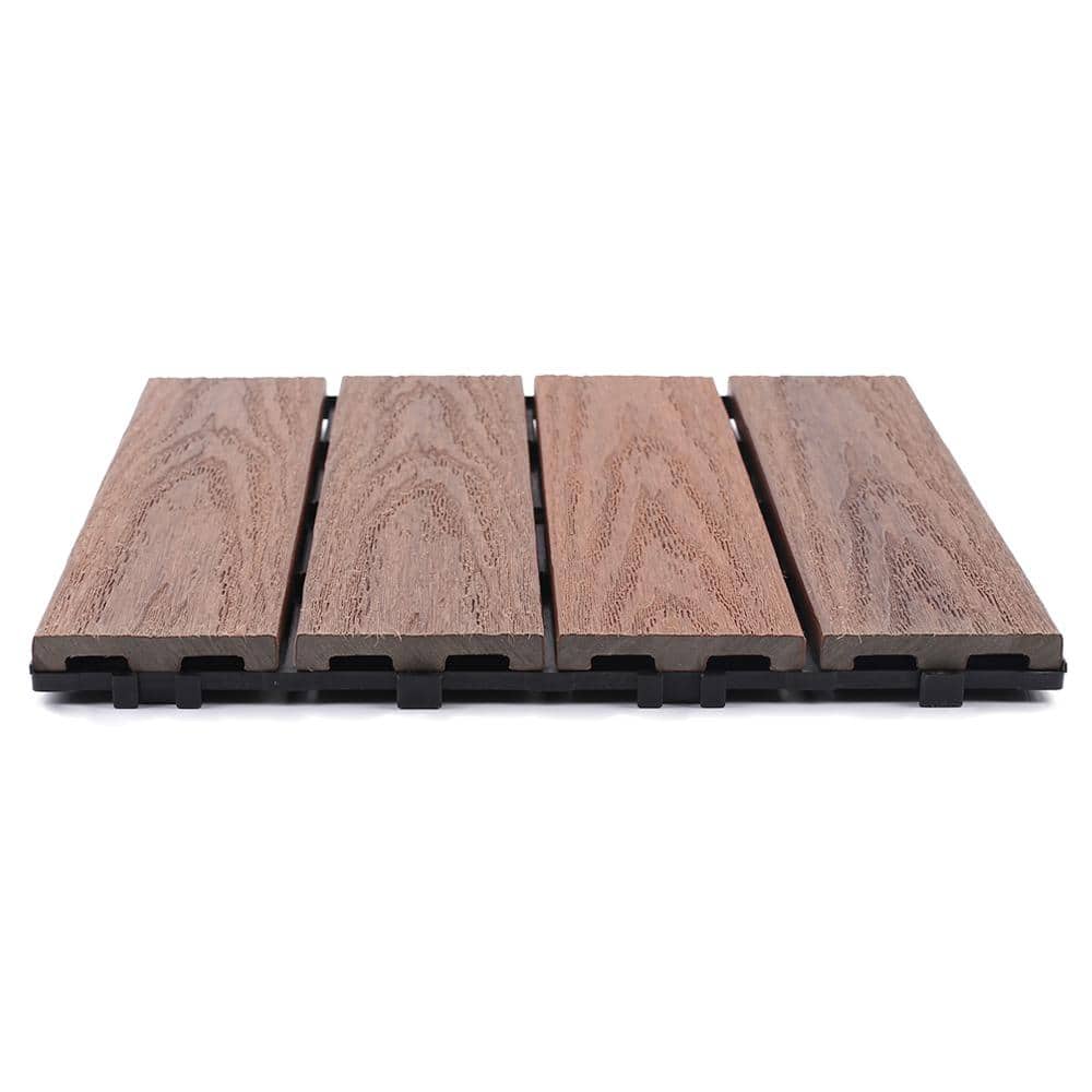 NewTechWood UltraShield Naturale 1 ft. x 1 ft. Quick Deck Outdoor Composite Deck Tile in Brazilian Ipe (10 sq. ft. per box)