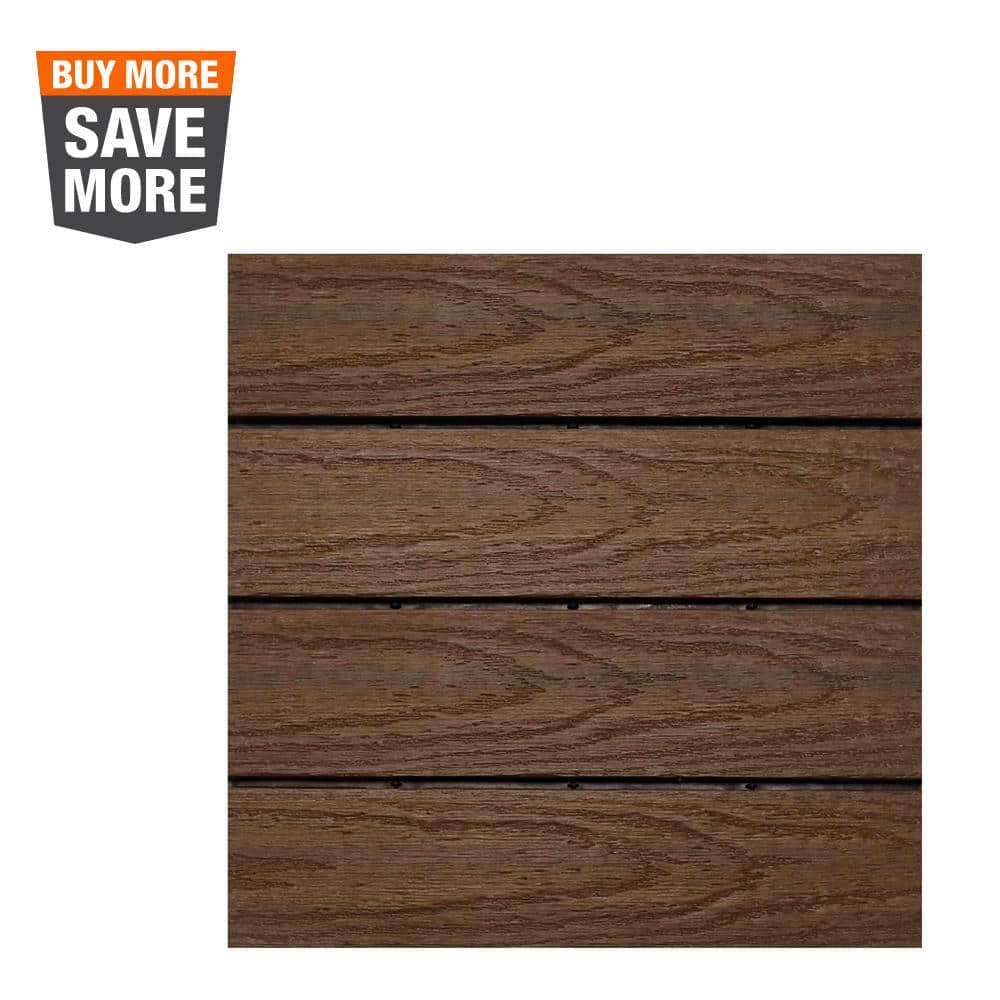 NewTechWood UltraShield Naturale 1 ft. x 1 ft. Quick Deck Outdoor Composite Deck Tile in Brazilian Ipe (10 sq. ft. per box)