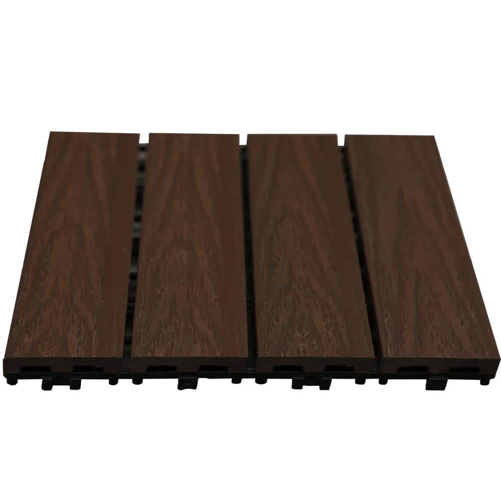 Veranda 10-Piece 1 ft. x 1 ft. Quick Deck Outdoor Composite Deck Tile in Brazilian Ipe