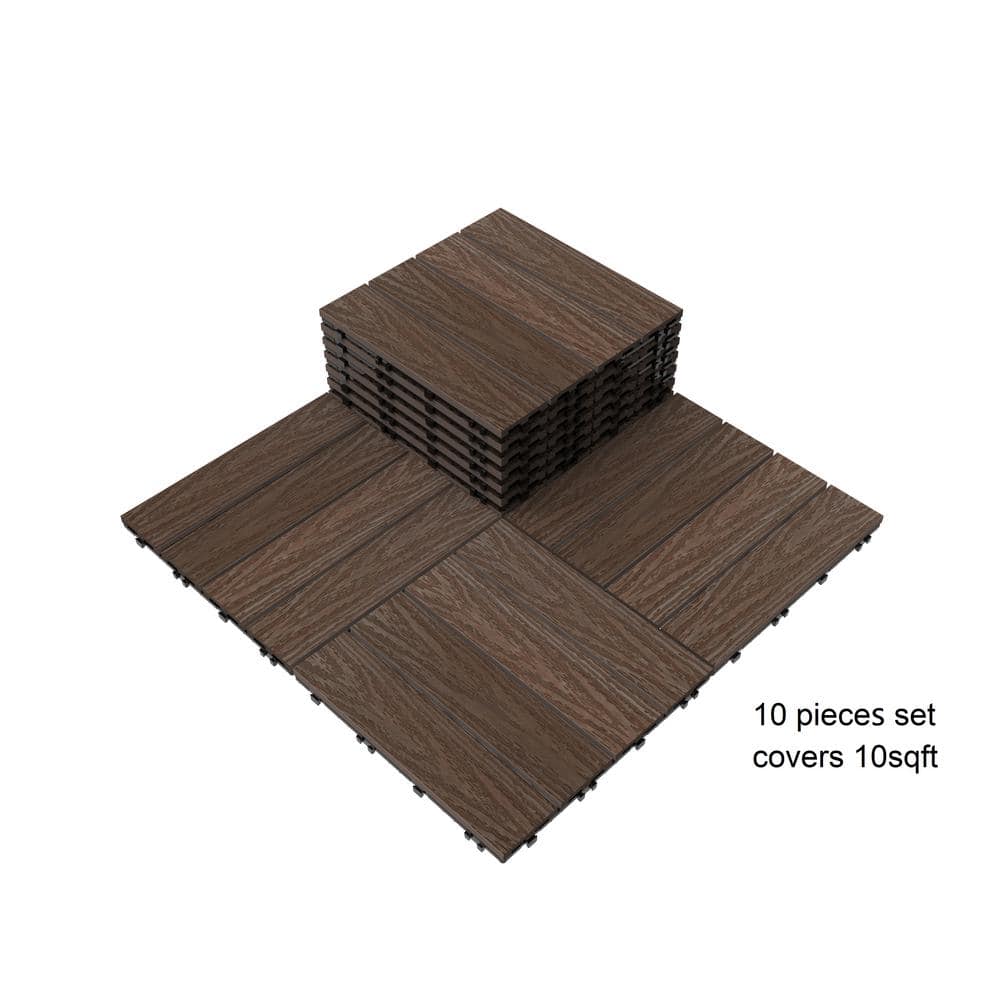Veranda 10-Piece 1 ft. x 1 ft. Quick Deck Outdoor Composite Deck Tile in Brazilian Ipe