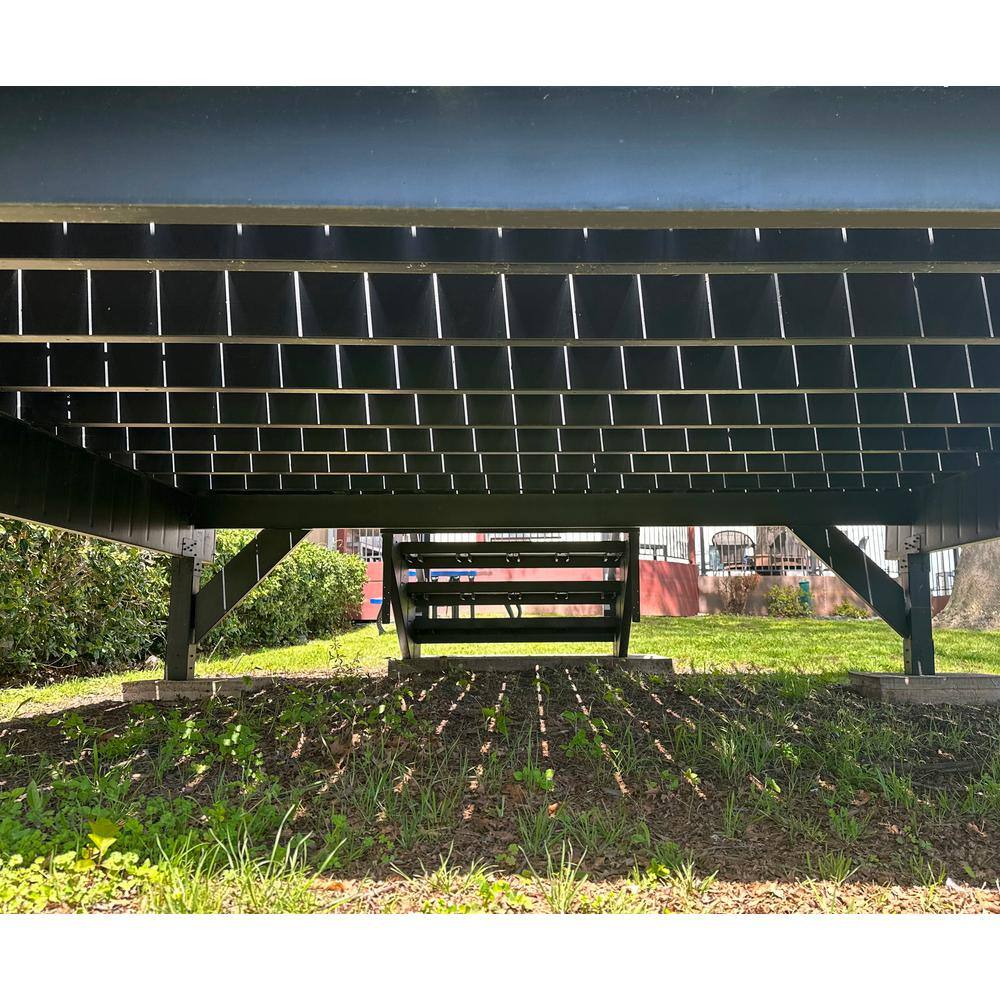 FORTRESS Apex Attached 12 ft. x 12 ft. Brazilian Teak PVC Deck Kit with Steel Framing and Aluminum Railing