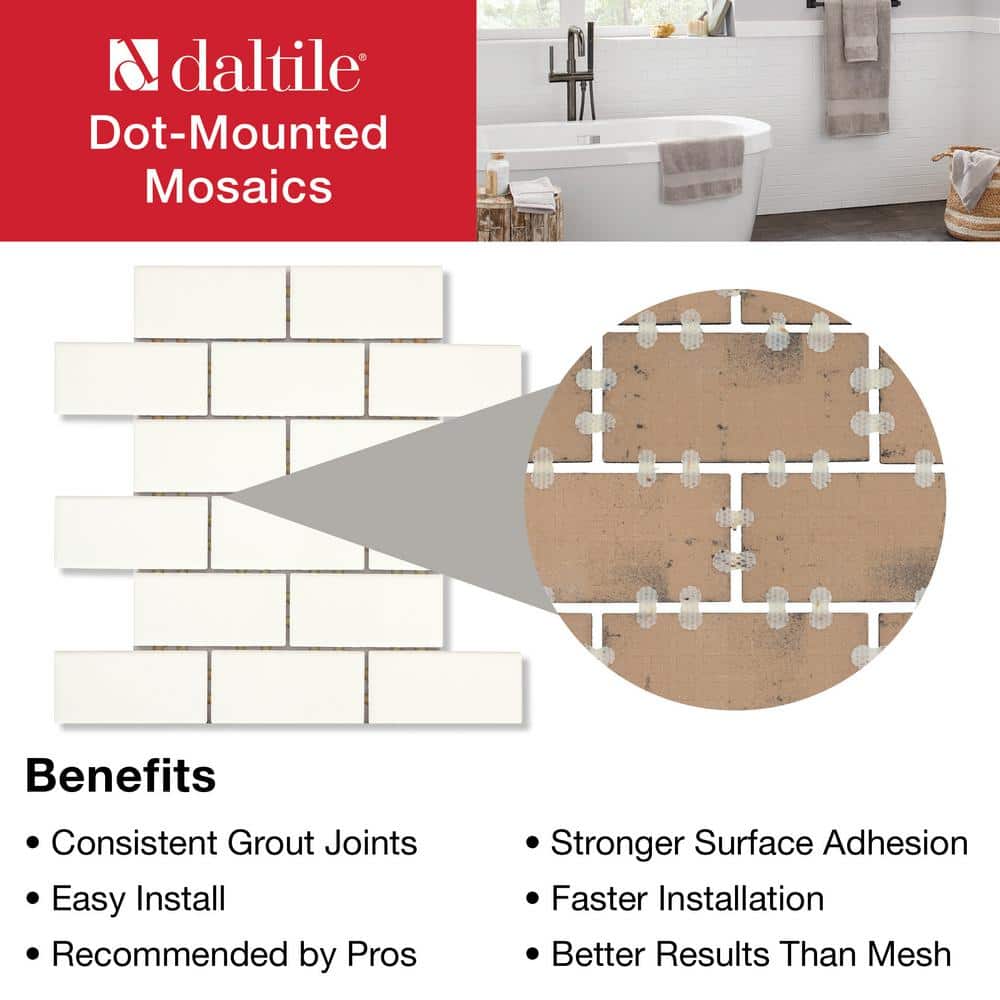 Daltile Restore Bright White 12 in. x 12 in. x 6.35 mm Ceramic Mosaic Wall Tile (0.83 sq. ft./Piece)