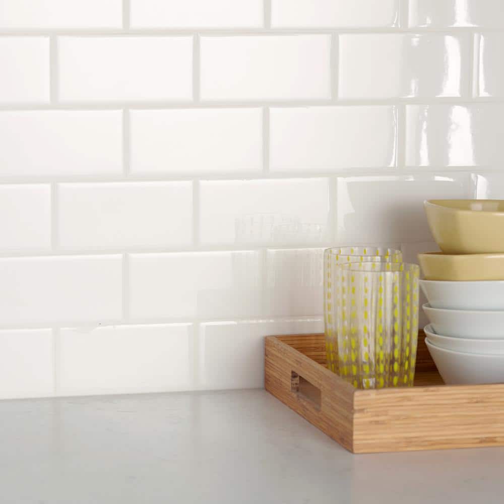 Daltile Restore Bright White 3 in. x 6 in. Glossy Ceramic Subway Wall Tile, Modular (12.5 sq. ft. / Case)