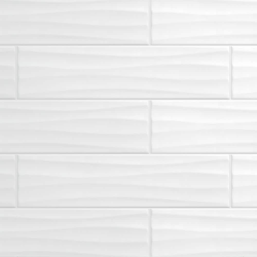 Daltile Restore Bright White 4 in. x 16 in. Ceramic Wavy Wall Tile (13.20 sq. ft. / case)