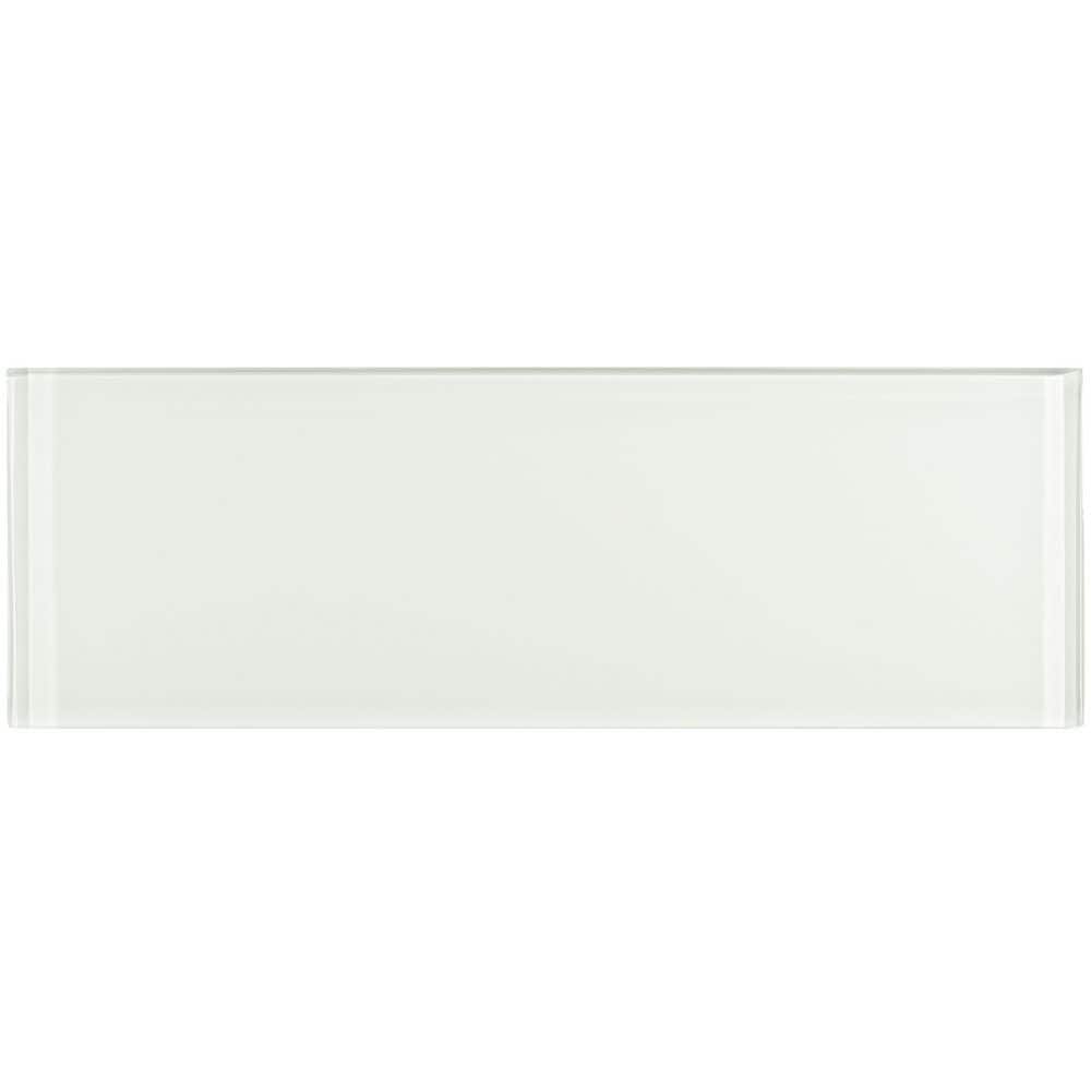 Ivy Hill Tile Contempo Bright White 4 in. x 12 in. x 8 mm Polished Glass Subway Floor and Wall Tile (15 Pieces, 5 sq. ft./Box)