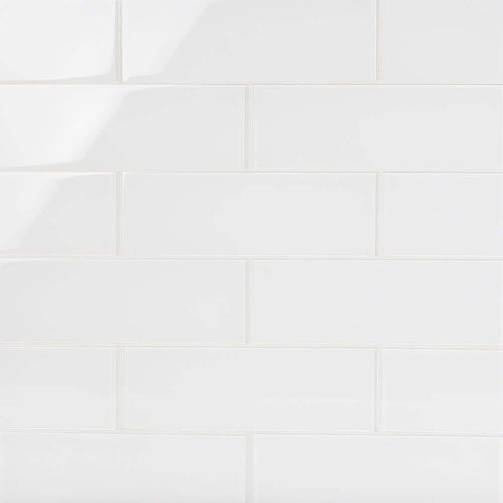 Ivy Hill Tile Contempo Bright White 4 in. x 12 in. x 8 mm Polished Glass Subway Floor and Wall Tile (15 Pieces, 5 sq. ft./Box)