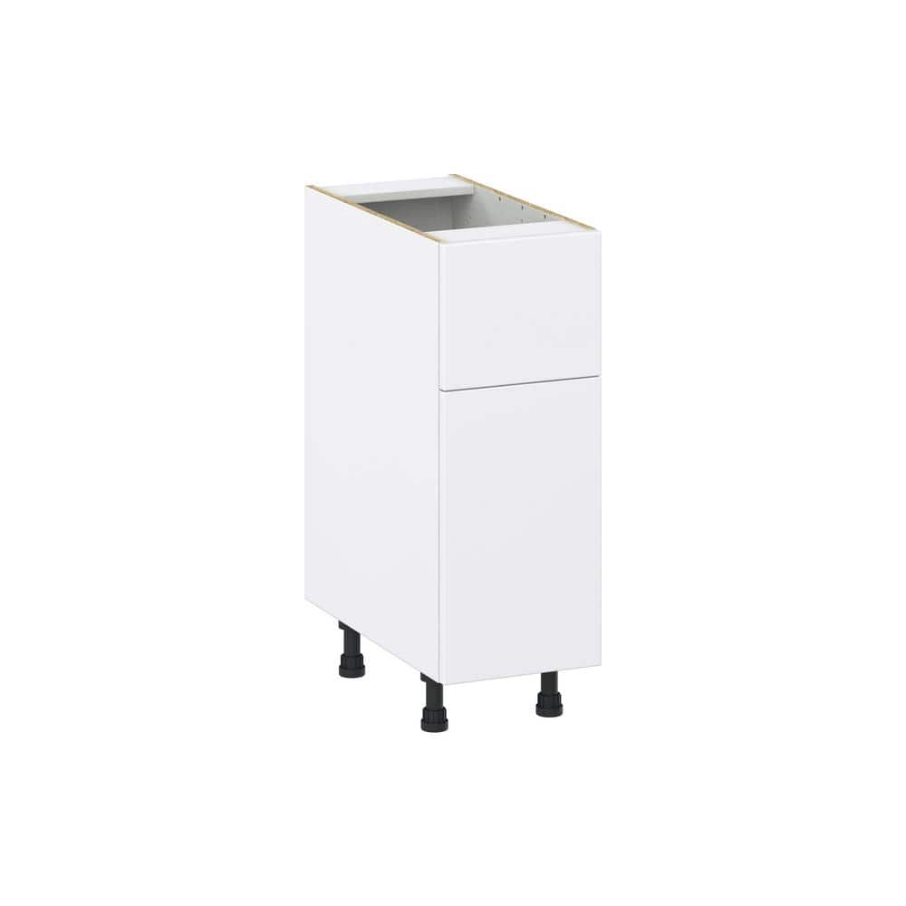 J COLLECTION Fairhope Bright White Slab Assembled Base Kitchen Cabinet with 10 in. Drawer (12 in. W X 34.5 in. H X 24 in. D)