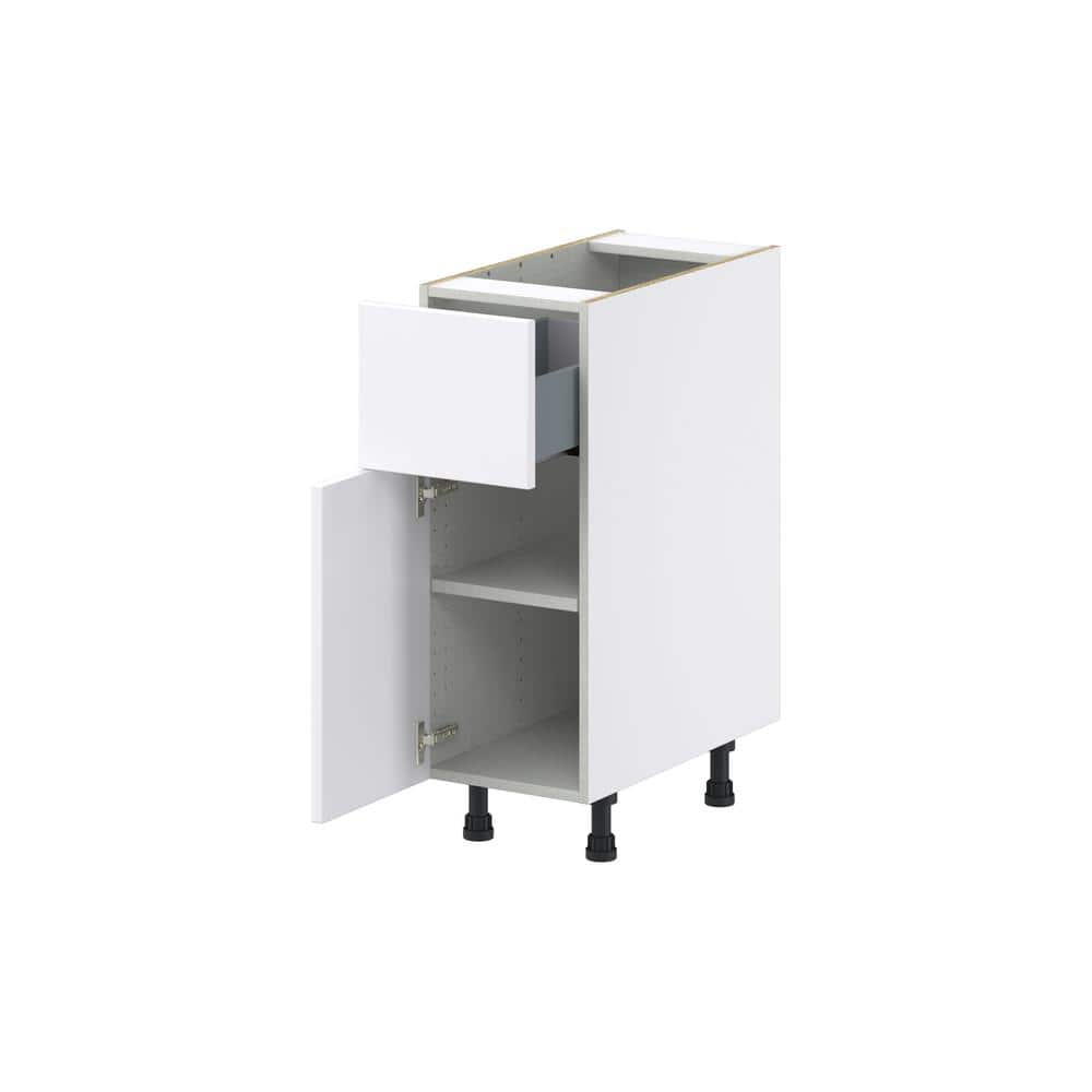 J COLLECTION Fairhope Bright White Slab Assembled Base Kitchen Cabinet with 10 in. Drawer (12 in. W X 34.5 in. H X 24 in. D)