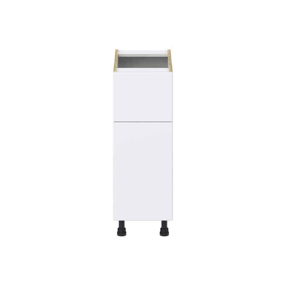J COLLECTION Fairhope Bright White Slab Assembled Base Kitchen Cabinet with 10 in. Drawer (12 in. W X 34.5 in. H X 24 in. D)