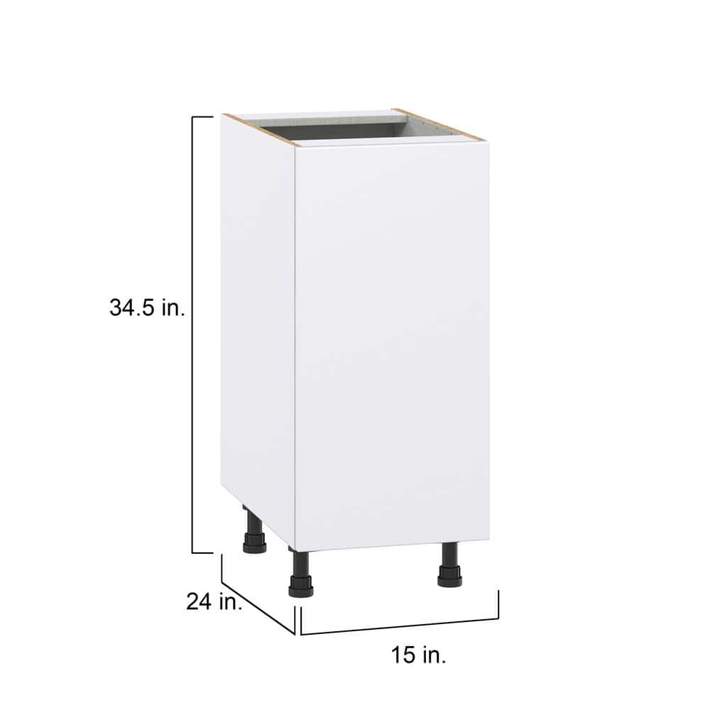 J COLLECTION Fairhope Bright White Slab Assembled Base Kitchen Cabinet with 3 Inner Drawers (15 in. W x 34.5 in. H x 24 in. D)