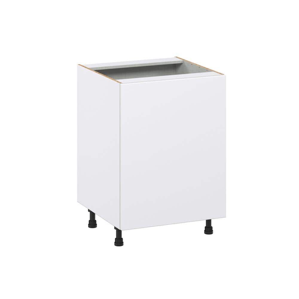 J COLLECTION Fairhope Bright White Slab Assembled 3 Waste Bins Pull out Kitchen Cabinet (24 in. W x 34.5 in. H x 24 in. D)