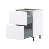 J COLLECTION Fairhope Bright White Slab Assembled Base Kitchen Cabinet with 2 Drawers (24 in. W x 34.5 in. H x 24 in. D)