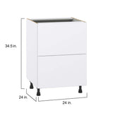 J COLLECTION Fairhope Bright White Slab Assembled Base Kitchen Cabinet with 2 Drawers (24 in. W x 34.5 in. H x 24 in. D)