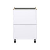 J COLLECTION Fairhope Bright White Slab Assembled Base Kitchen Cabinet with 2 Drawers (24 in. W x 34.5 in. H x 24 in. D)
