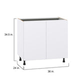 J COLLECTION Fairhope Bright White Slab Assembled Base Kitchen Cabinet with Full Height Doors (36 in. W x 34.5 in. H x 24 in. D)