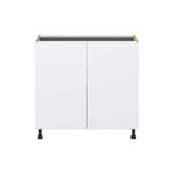 J COLLECTION Fairhope Bright White Slab Assembled Base Kitchen Cabinet with Full Height Doors (36 in. W x 34.5 in. H x 24 in. D)