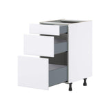 J COLLECTION Fairhope Bright White Slab Assembled Base Kitchen Cabinet with 3 Drawers (18 in. W x 34.5 in. H x 24 in. D)