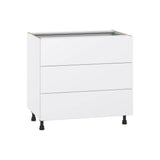 J COLLECTION Fairhope Bright White Slab Assembled Base Kitchen Cabinet with 4 Drawers (36 in. W x 34.5 in. H x 24 in. D)