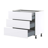 J COLLECTION Fairhope Bright White Slab Assembled Base Kitchen Cabinet with 4 Drawers (36 in. W x 34.5 in. H x 24 in. D)