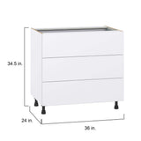 J COLLECTION Fairhope Bright White Slab Assembled Base Kitchen Cabinet with 4 Drawers (36 in. W x 34.5 in. H x 24 in. D)