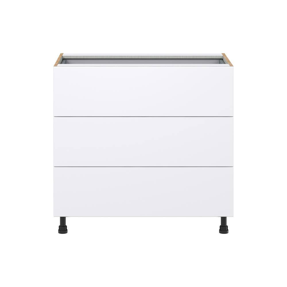 J COLLECTION Fairhope Bright White Slab Assembled Base Kitchen Cabinet with 4 Drawers (36 in. W x 34.5 in. H x 24 in. D)