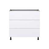 J COLLECTION Fairhope Bright White Slab Assembled Base Kitchen Cabinet with 4 Drawers (36 in. W x 34.5 in. H x 24 in. D)