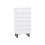 J COLLECTION Fairhope Bright White Slab Assembled Shallow Base Kitchen Cabinet with Drawers (18 in. W x 34.5 in. H x 14 in. D)