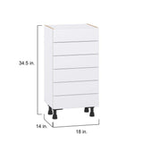 J COLLECTION Fairhope Bright White Slab Assembled Shallow Base Kitchen Cabinet with Drawers (18 in. W x 34.5 in. H x 14 in. D)