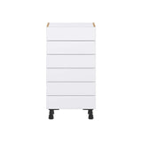 J COLLECTION Fairhope Bright White Slab Assembled Shallow Base Kitchen Cabinet with Drawers (18 in. W x 34.5 in. H x 14 in. D)