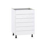 J COLLECTION Fairhope Bright White Slab Assembled Base Kitchen Cabinet with 6 Drawers (24 in. W x 34.5 in. H x 24 in. D)