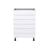 J COLLECTION Fairhope Bright White Slab Assembled Base Kitchen Cabinet with 6 Drawers (24 in. W x 34.5 in. H x 24 in. D)