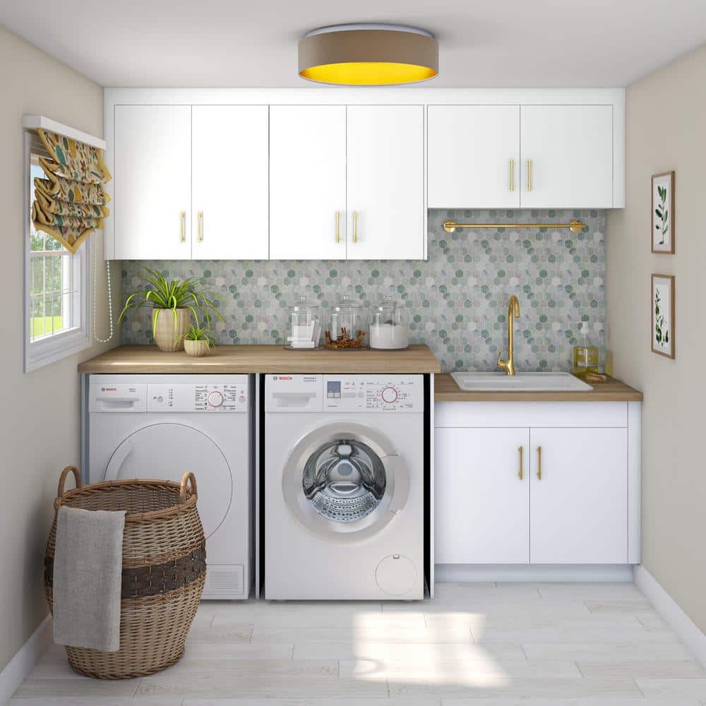 J COLLECTION Fairhope 101 in. W x 89.5 in. H x 24 in. D Bright White Laundry Cabinet Bundle 1