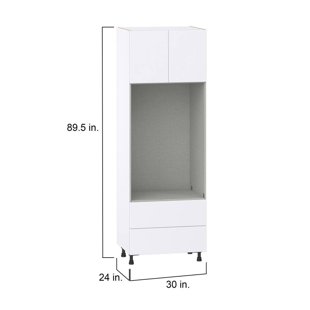 J COLLECTION Fairhope Bright White Slab Assembled Pantry Micro/Oven Kitchen Cabinet (30 in. W x 89.5 in. H x 24 in. D)