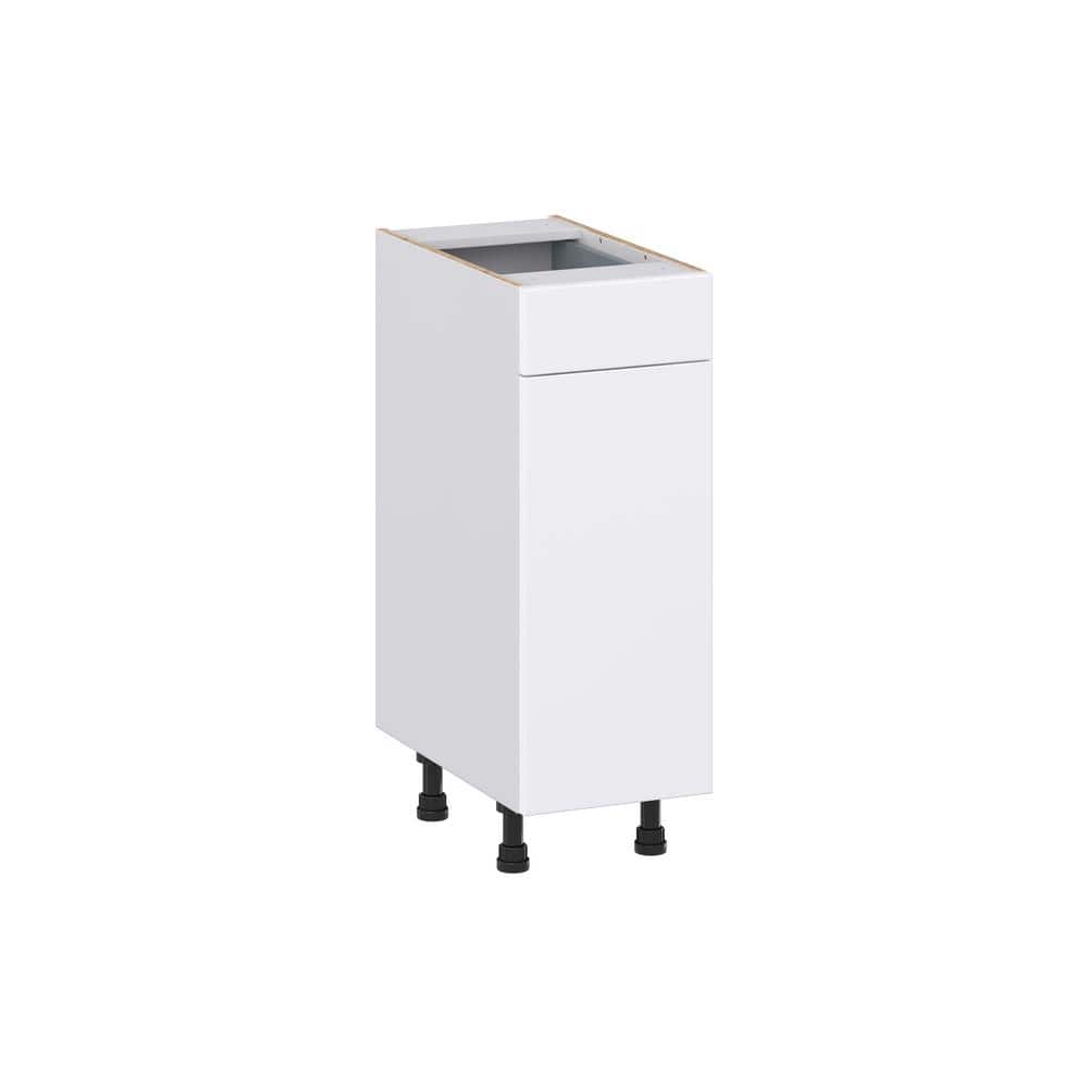 J COLLECTION Fairhope Bright White Slab Assembled Vanity Base Cabinet with 1 Drawer (12 in. W x 34.5 in. H x 21 in. D)