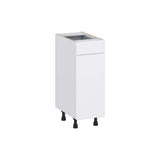 J COLLECTION Fairhope Bright White Slab Assembled Vanity Base Cabinet with 1 Drawer (12 in. W x 34.5 in. H x 21 in. D)