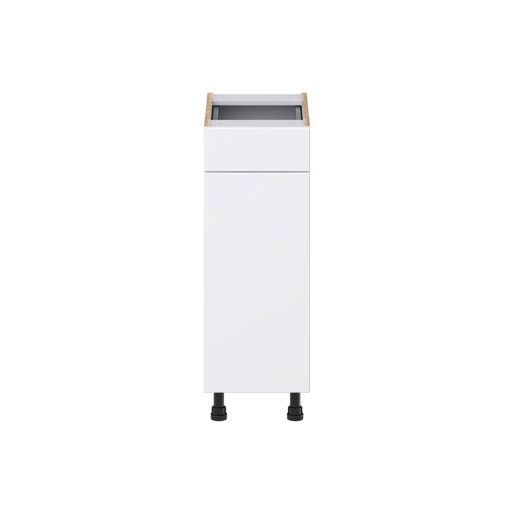 J COLLECTION Fairhope Bright White Slab Assembled Vanity Base Cabinet with 1 Drawer (12 in. W x 34.5 in. H x 21 in. D)