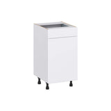 J COLLECTION Fairhope Bright White Slab Assembled Vanity Base Cabinet with 1 Drawer (18 in. W x 34.5 in. H x 21 in. D)