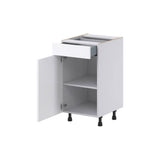 J COLLECTION Fairhope Bright White Slab Assembled Vanity Base Cabinet with 1 Drawer (18 in. W x 34.5 in. H x 21 in. D)