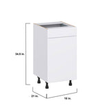 J COLLECTION Fairhope Bright White Slab Assembled Vanity Base Cabinet with 1 Drawer (18 in. W x 34.5 in. H x 21 in. D)