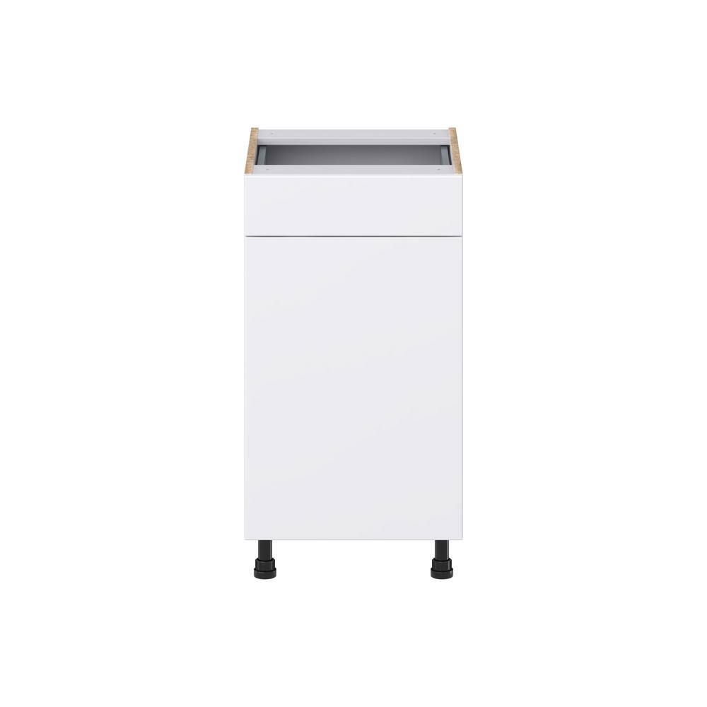 J COLLECTION Fairhope Bright White Slab Assembled Vanity Base Cabinet with 1 Drawer (18 in. W x 34.5 in. H x 21 in. D)