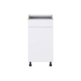 J COLLECTION Fairhope Bright White Slab Assembled Vanity Base Cabinet with 1 Drawer (18 in. W x 34.5 in. H x 21 in. D)