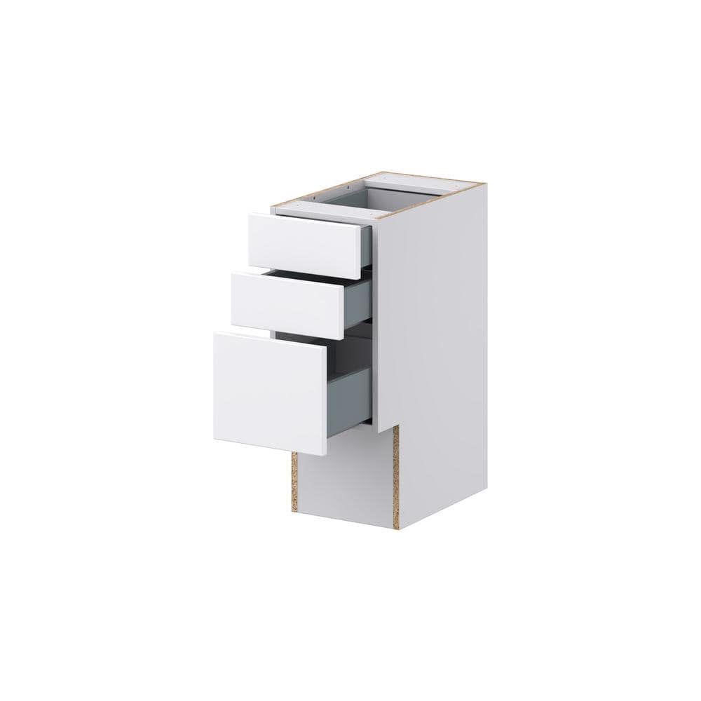 J COLLECTION Fairhope Bright White Slab Assembled Vanity ADA Drawer Base Cabinet with 3 Drawers (12 in. W x 30 in. H x 21 in. D)