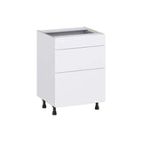 J COLLECTION Fairhope Bright White Slab Assembled Vanity Drawer Base Cabinet with 3 Drawers (24 in. W x 34.5 in. H x 21 in. D)